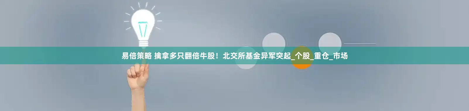 易倍策略 擒拿多只翻倍牛股！北交所基金异军突起_个股_重仓_市场